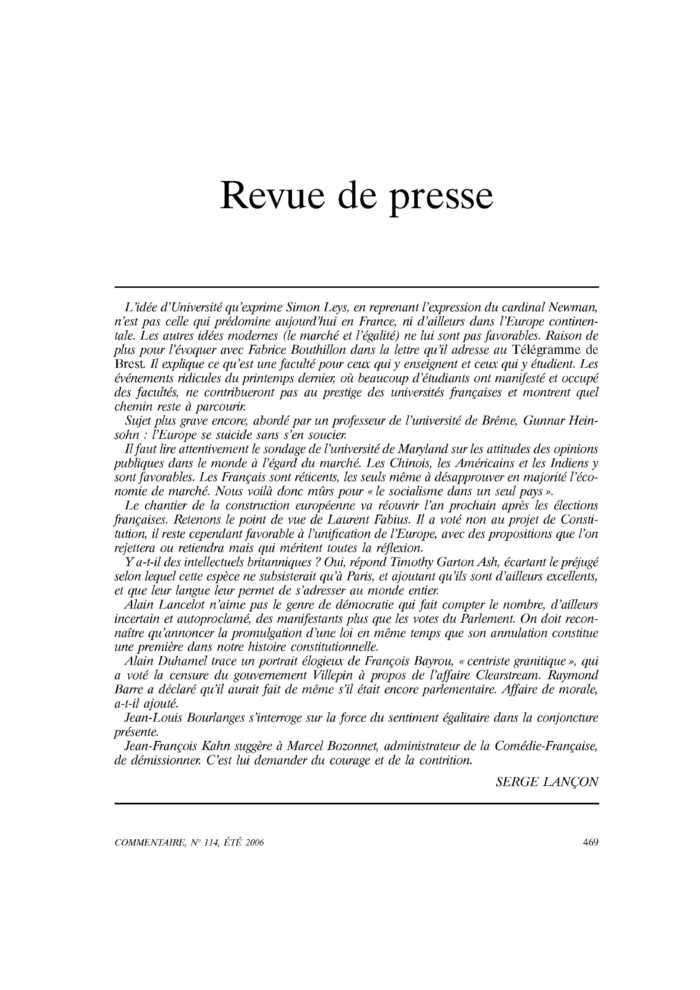 Revue de presse
 – page 1