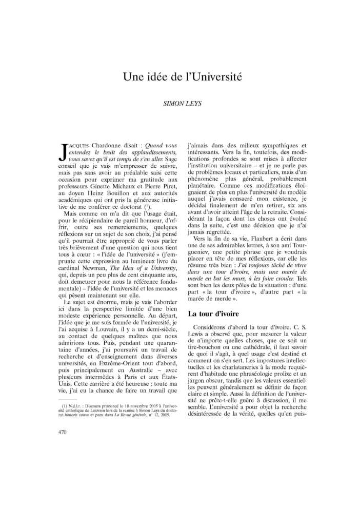 Une idée de l’Université
 – page 1