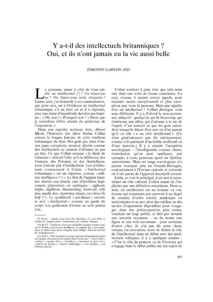Y a-t-il des intellectuels britanniques ? Oui, et ils n’ont jamais eu la vie aussi belle
 – page 1