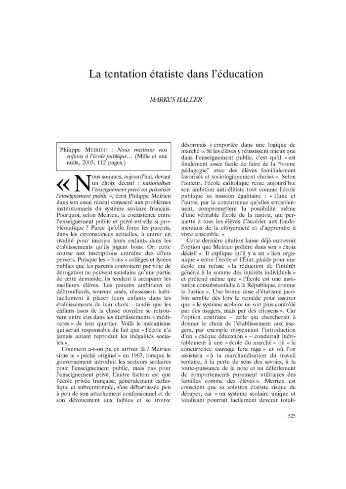 La tentation étatiste dans l’éducation
 – page 1