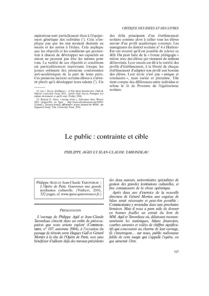 Le public : contrainte et cible
 – page 1