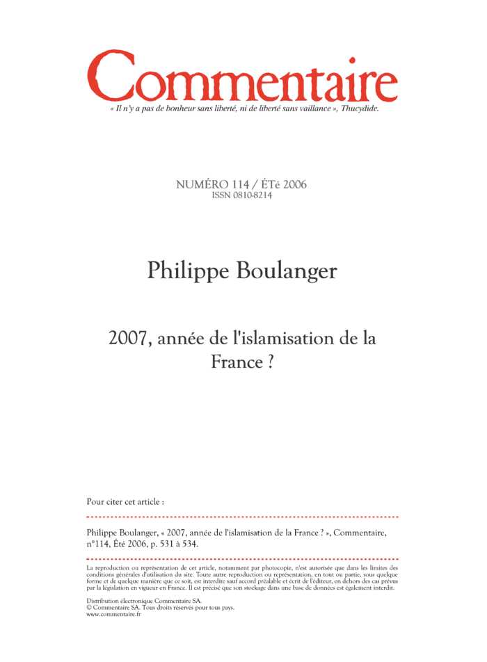 2007, année de l’islamisation de la France ?
 – page 1