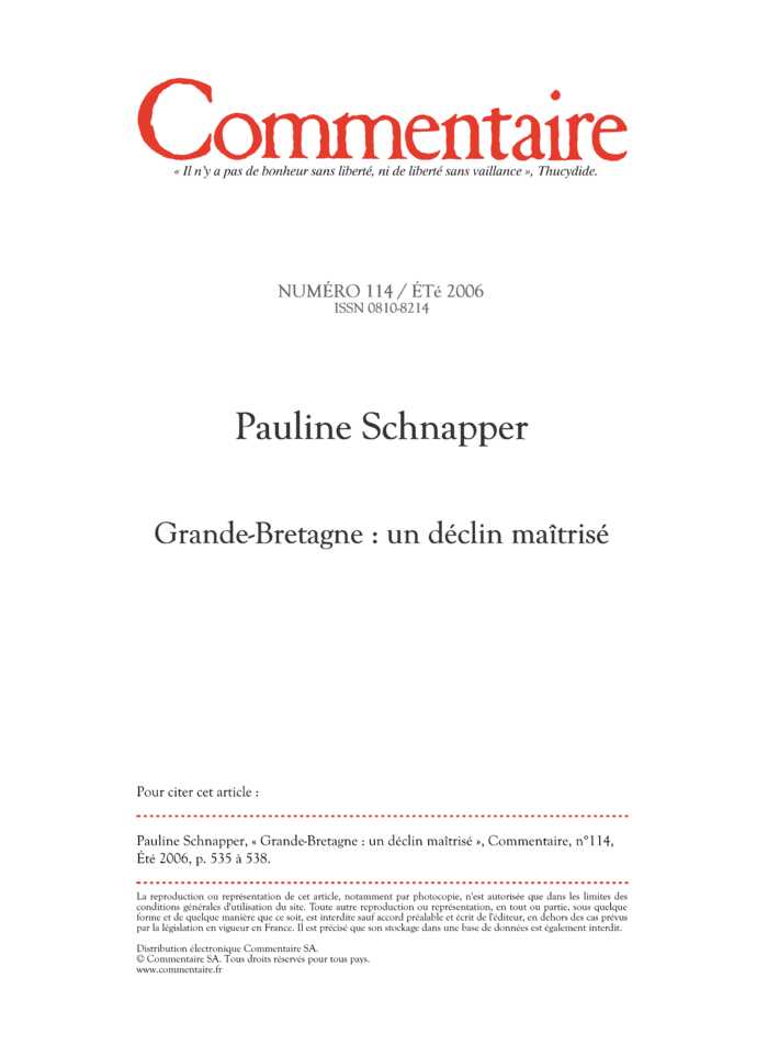 Grande-Bretagne : un déclin maîtrisé
 – page 1