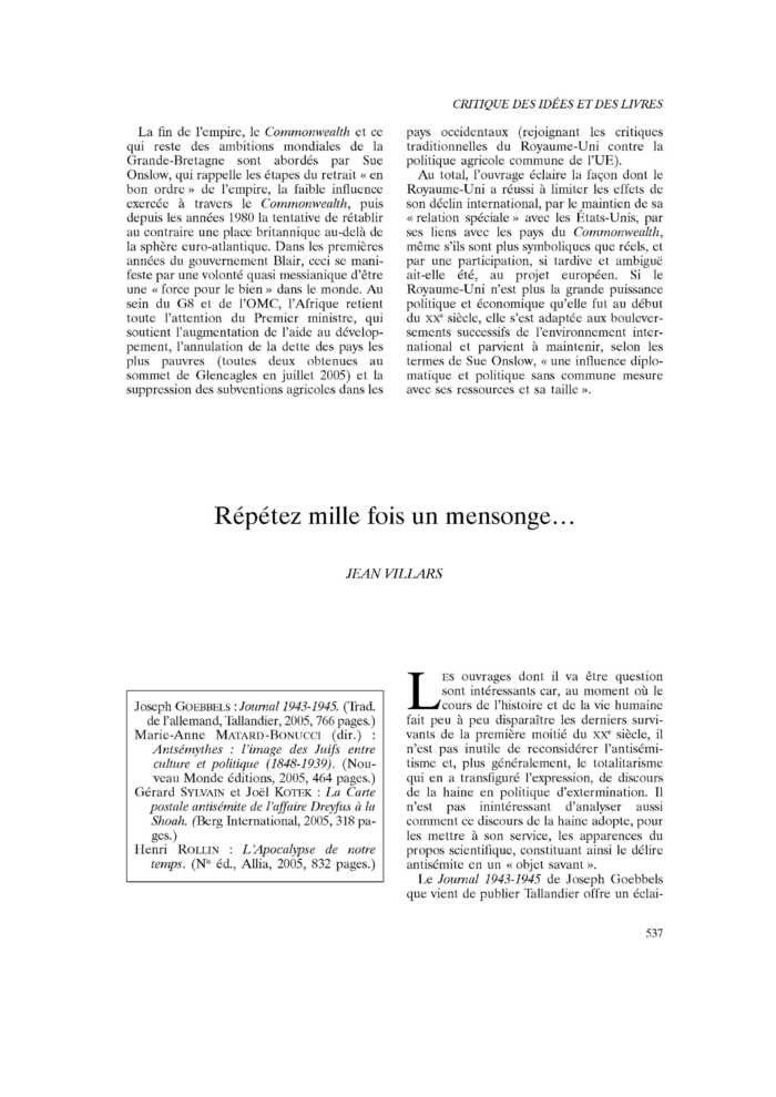 Répétez mille fois un mensonge…
 – page 1