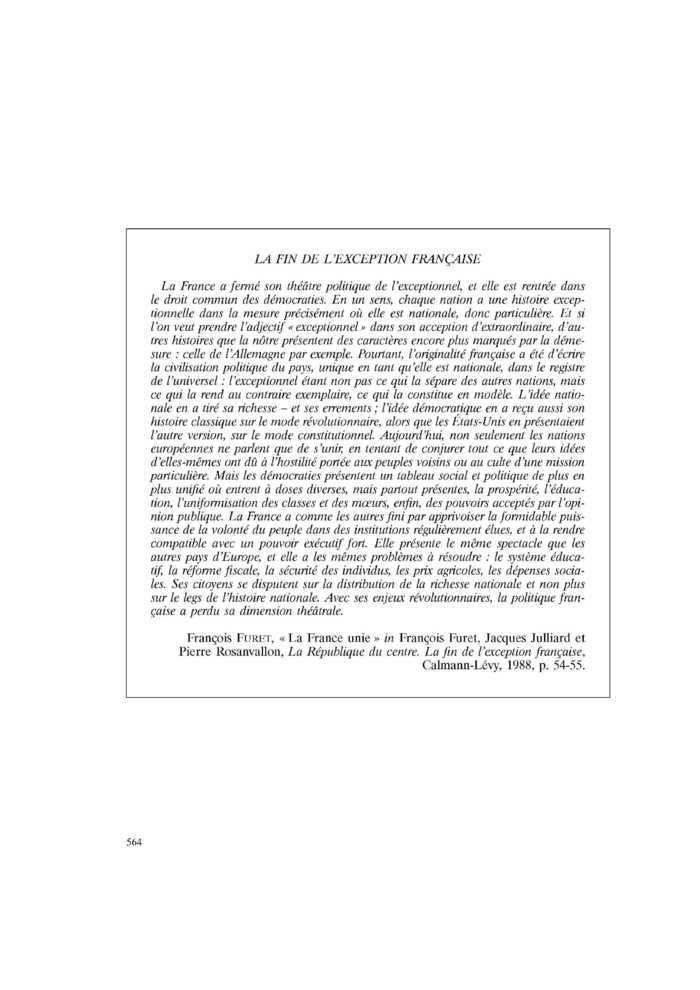 LA FIN DE L’EXCEPTION FRANÇAISE
 – page 1
