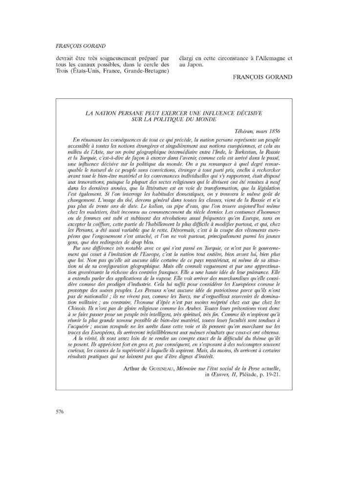 LA NATION PERSANE PEUT EXERCER UNE INFLUENCE DÉCISIVE SUR LA POLITIQUE DU MONDE
 – page 1