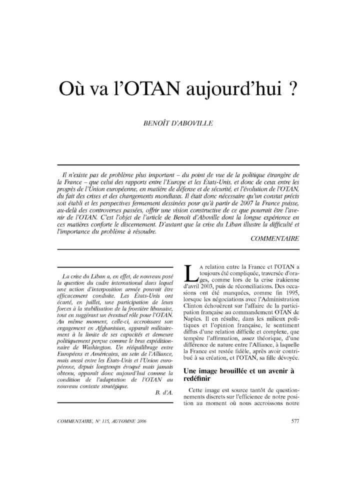 Où va l’OTAN aujourd’hui ?
 – page 1