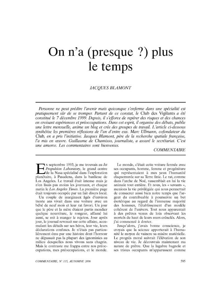 On n’a (presque ?) plus le temps
 – page 1