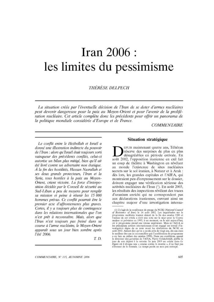 Iran 2006 : les limites du pessimisme
 – page 1