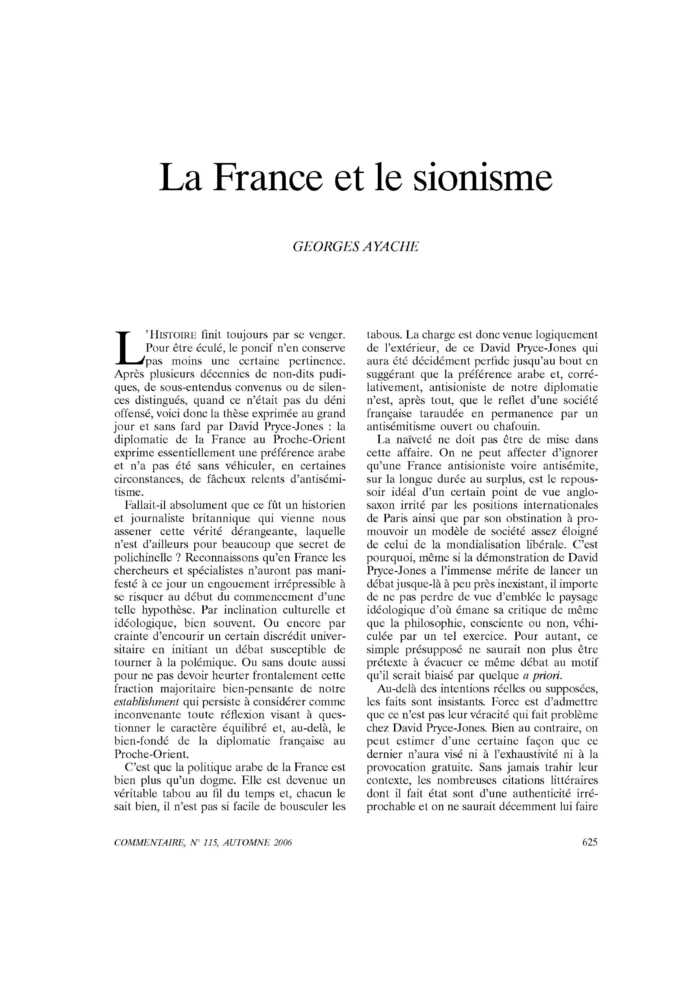 La France et le sionisme
 – page 1