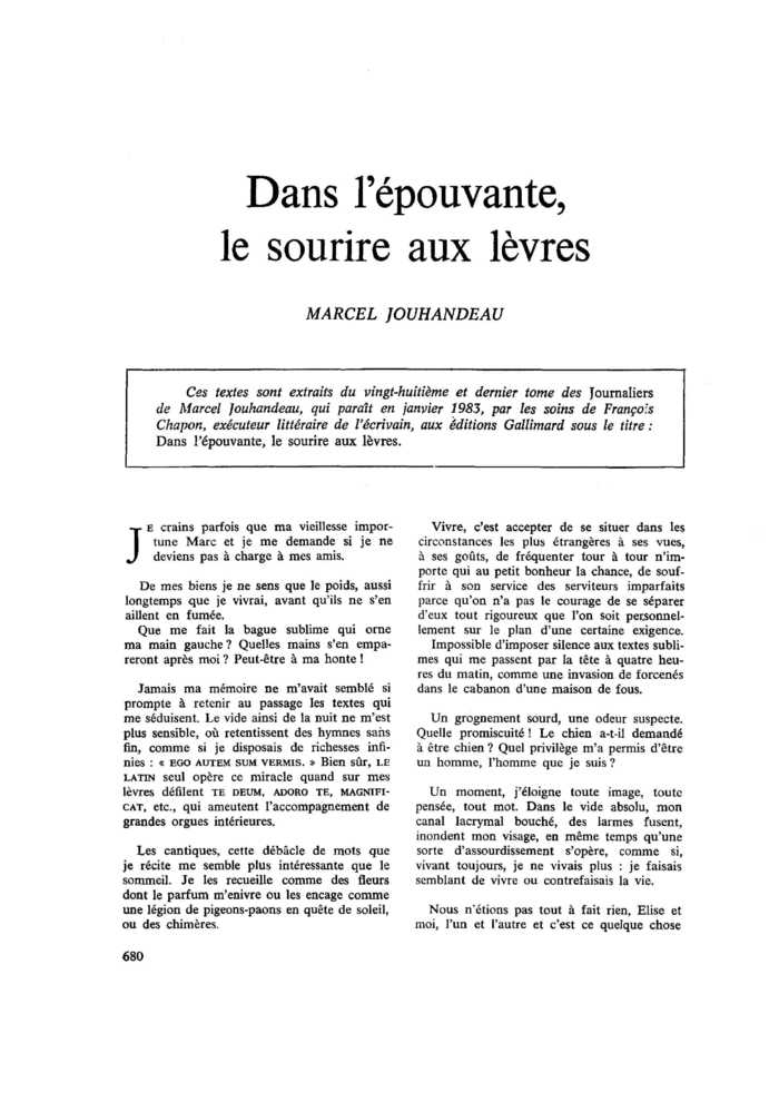 Dans l’épouvante, le sourire aux lèvres
 – page 1