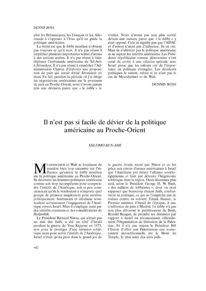 Il n’est pas si facile de dévier de la politique américaine au Proche-Orient
 – page 1