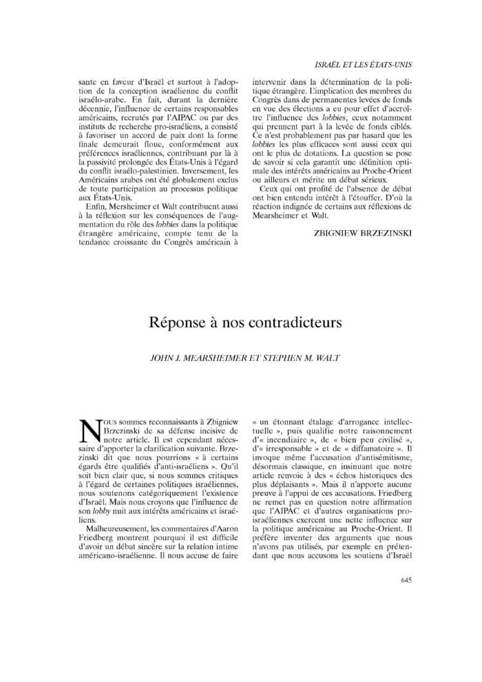 Réponse à nos contradicteurs
 – page 1