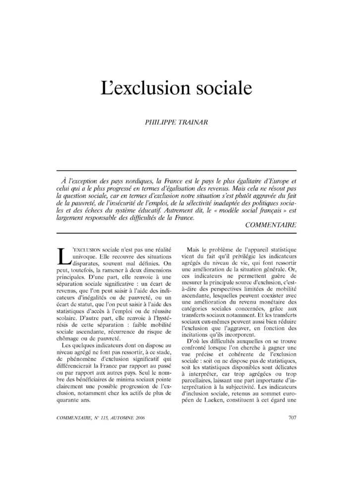 L’exclusion sociale
 – page 1