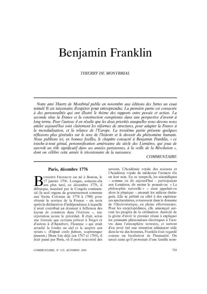 Benjamin Franklin
 – page 1