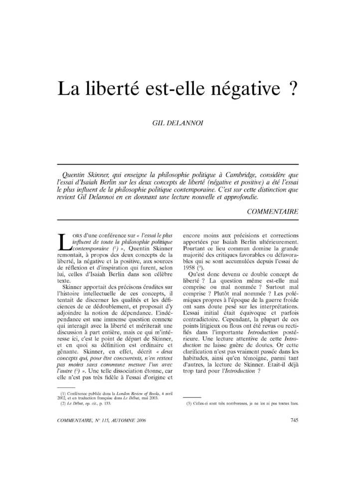 La liberté est-elle négative ?
 – page 1