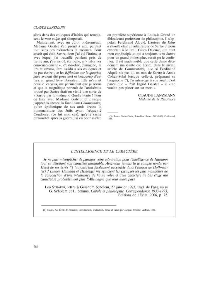 L’INTELLIGENCE ET LE CARACTÈRE
 – page 1