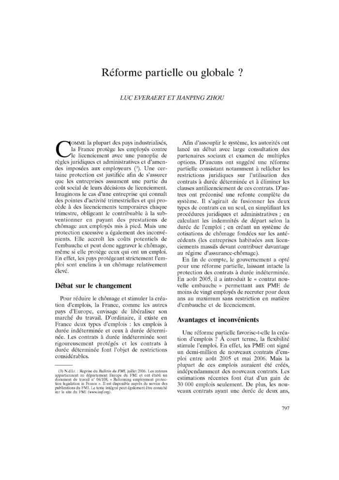 Réforme partielle ou globale ?
 – page 1