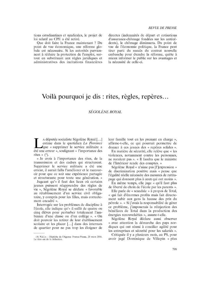 Voilà pourquoi je dis : rites, règles, repères…
 – page 1