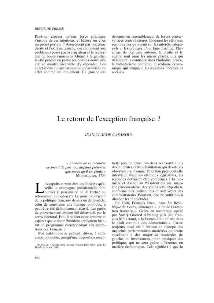 Le retour de l’exception française ?
 – page 1