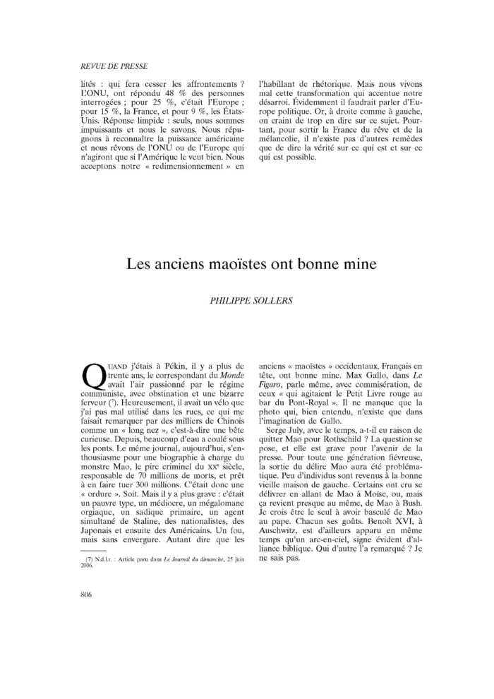 Les anciens maoïstes ont bonne mine
 – page 1