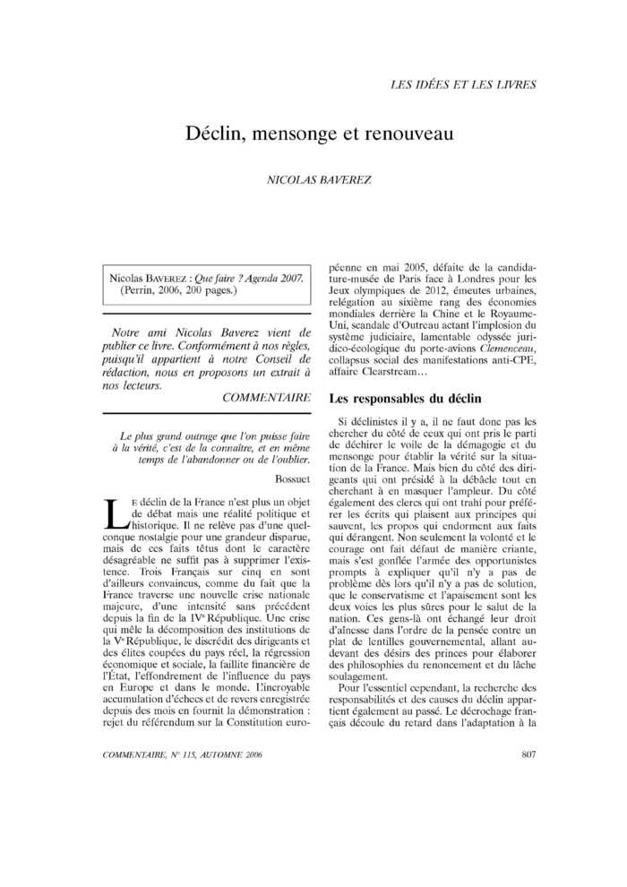 Déclin, mensonge et renouveau
 – page 1