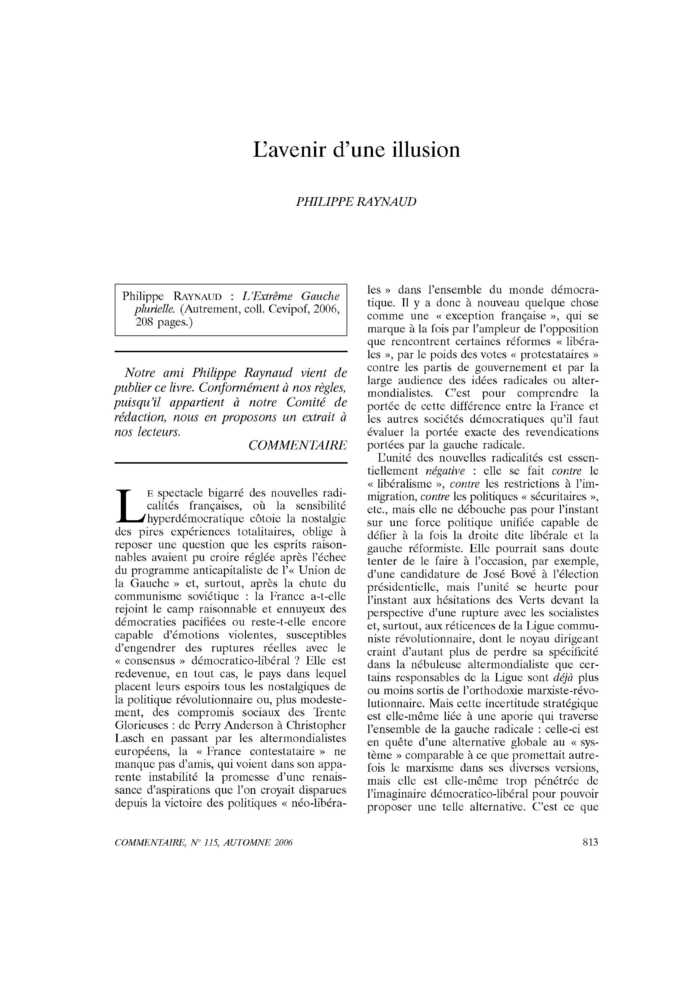 L’avenir d’une illusion
 – page 1