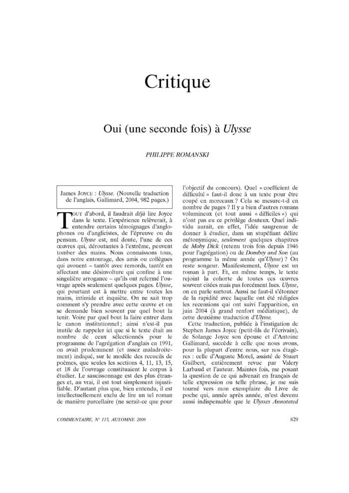 Oui (une seconde fois) à Ulysse
 – page 1