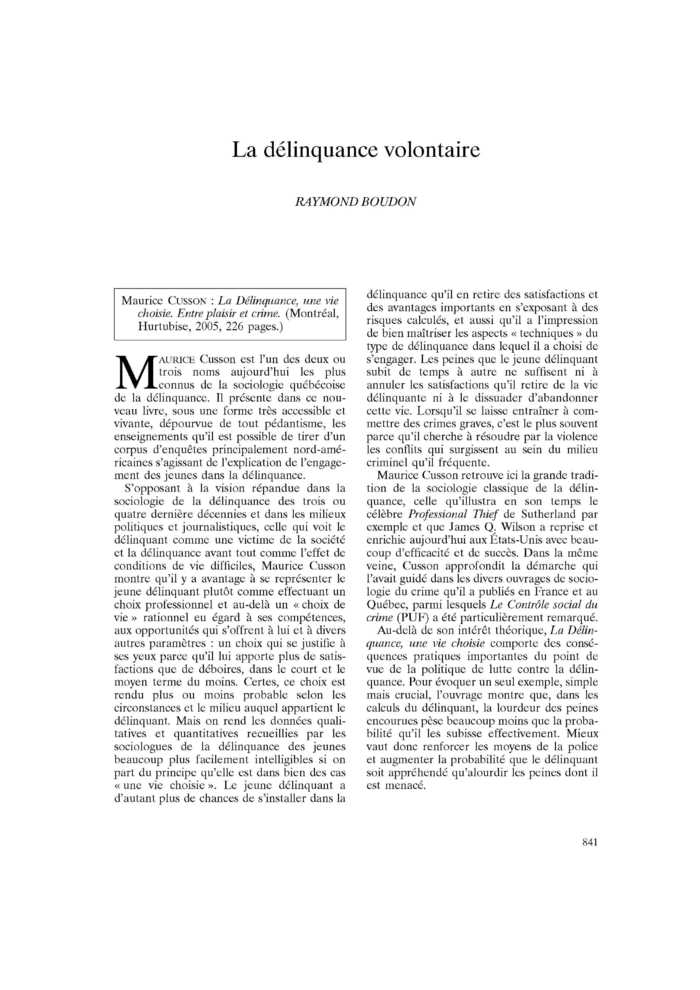 La délinquance volontaire
 – page 1