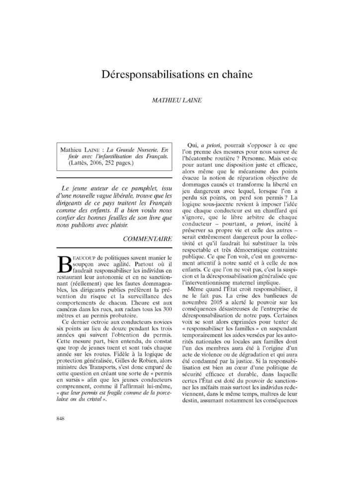 Déresponsabilisations en chaîne
 – page 1