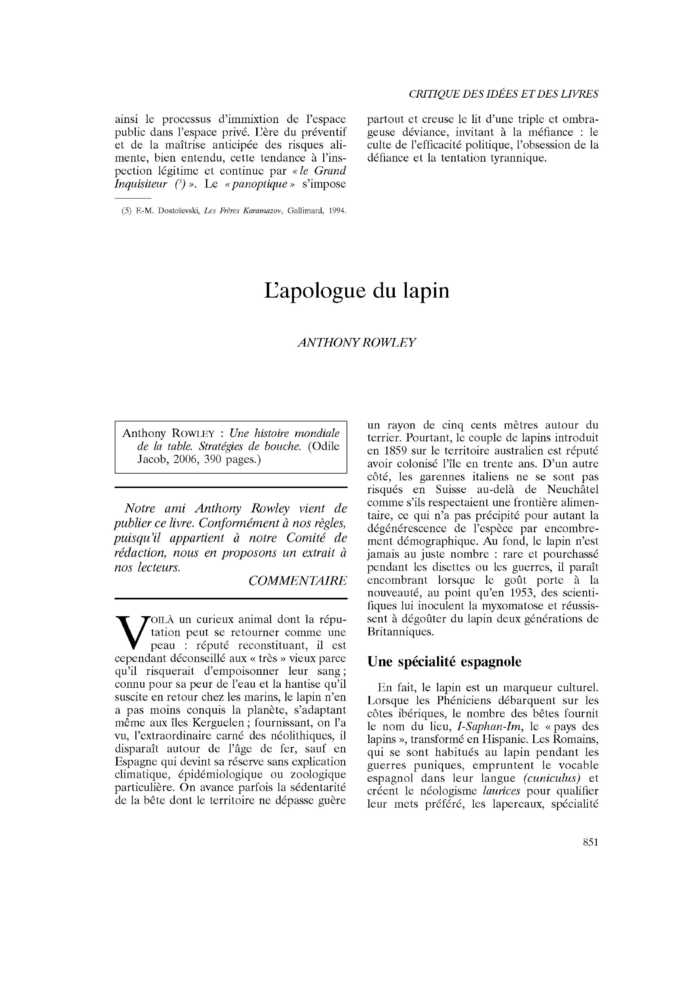 L’apologue du lapin
 – page 1
