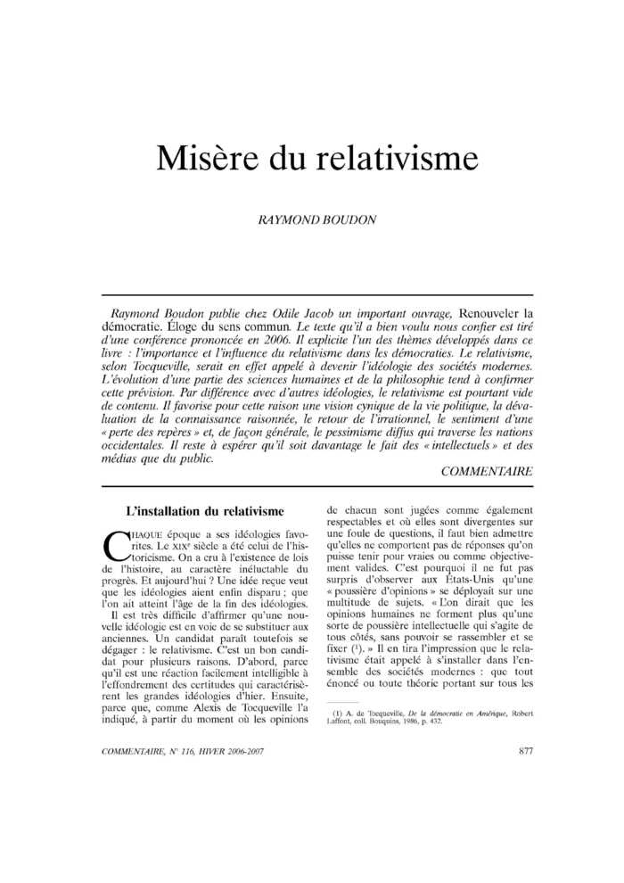 Misère du relativisme
 – page 1