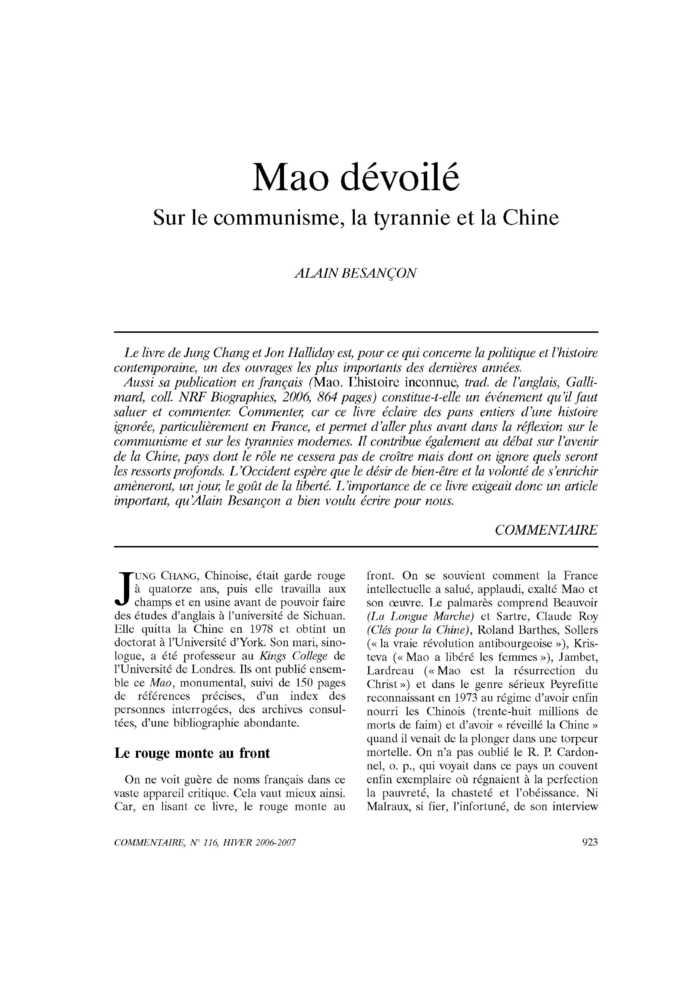 Mao dévoilé. Sur le communisme, la tyrannie et la Chine
 – page 1