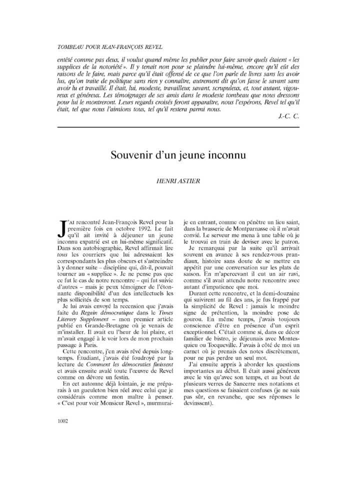 Souvenir d’un jeune inconnu
 – page 1