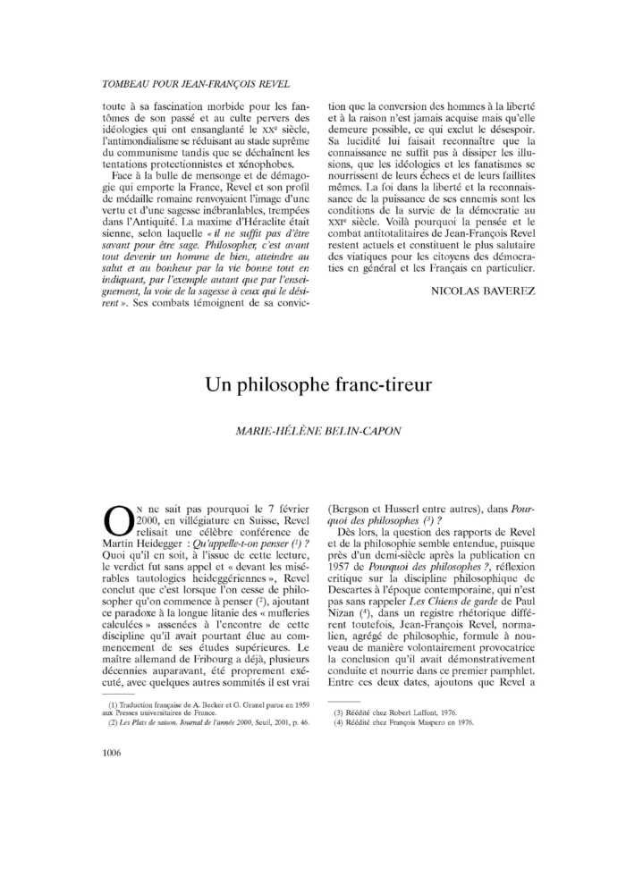 Un philosophe franc-tireur
 – page 1