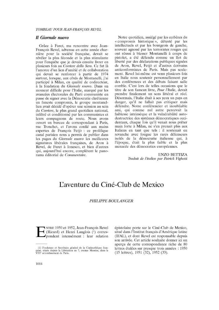 L’aventure du Ciné-Club de Mexico
 – page 1