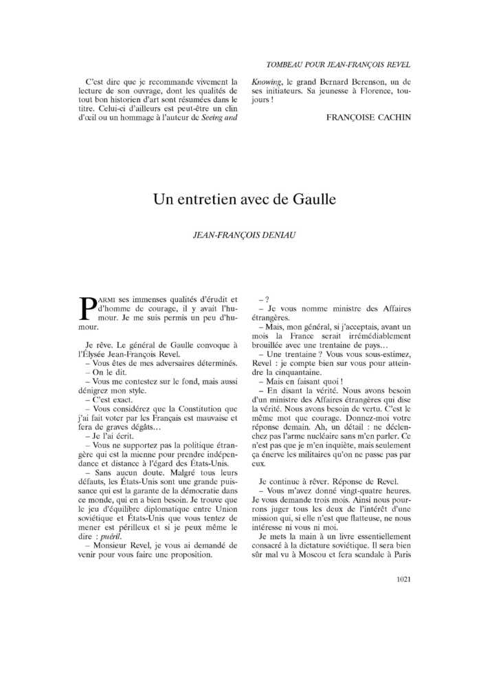 Un entretien avec de Gaulle
 – page 1