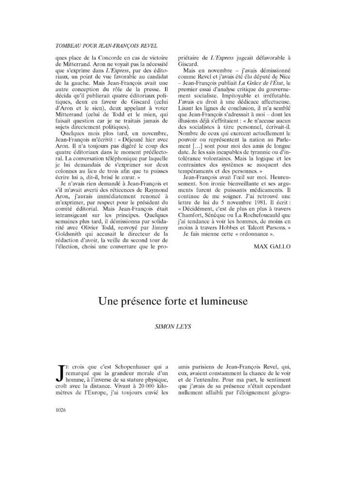 Une présence forte et lumineuse
 – page 1