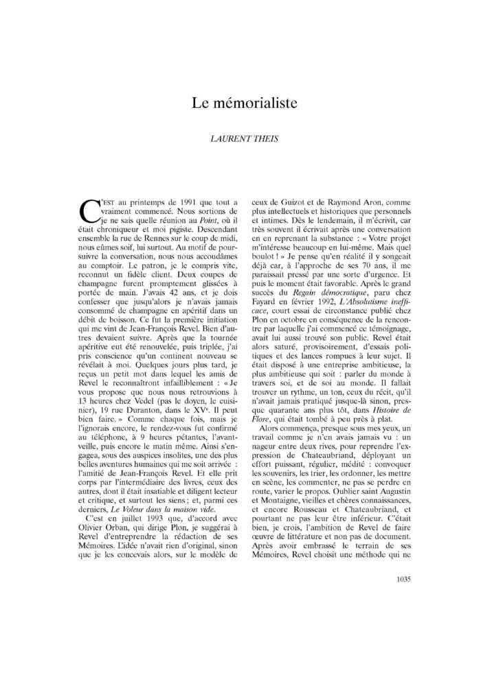 Le mémorialiste
 – page 1