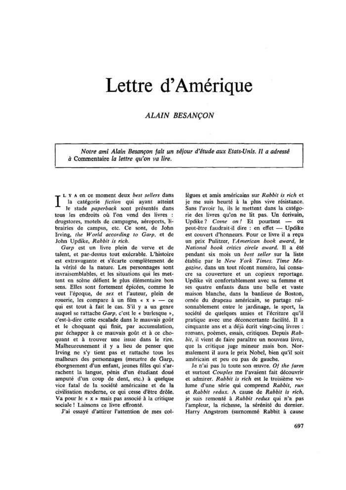 Lettre d’Amérique
 – page 1