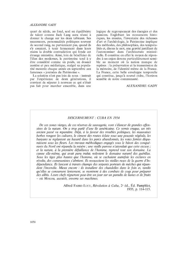 DISCERNEMENT : CUBA EN 1934
 – page 1