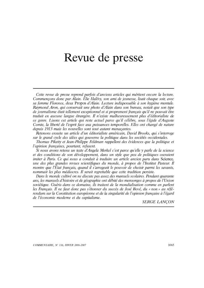 Revue de presse
 – page 1