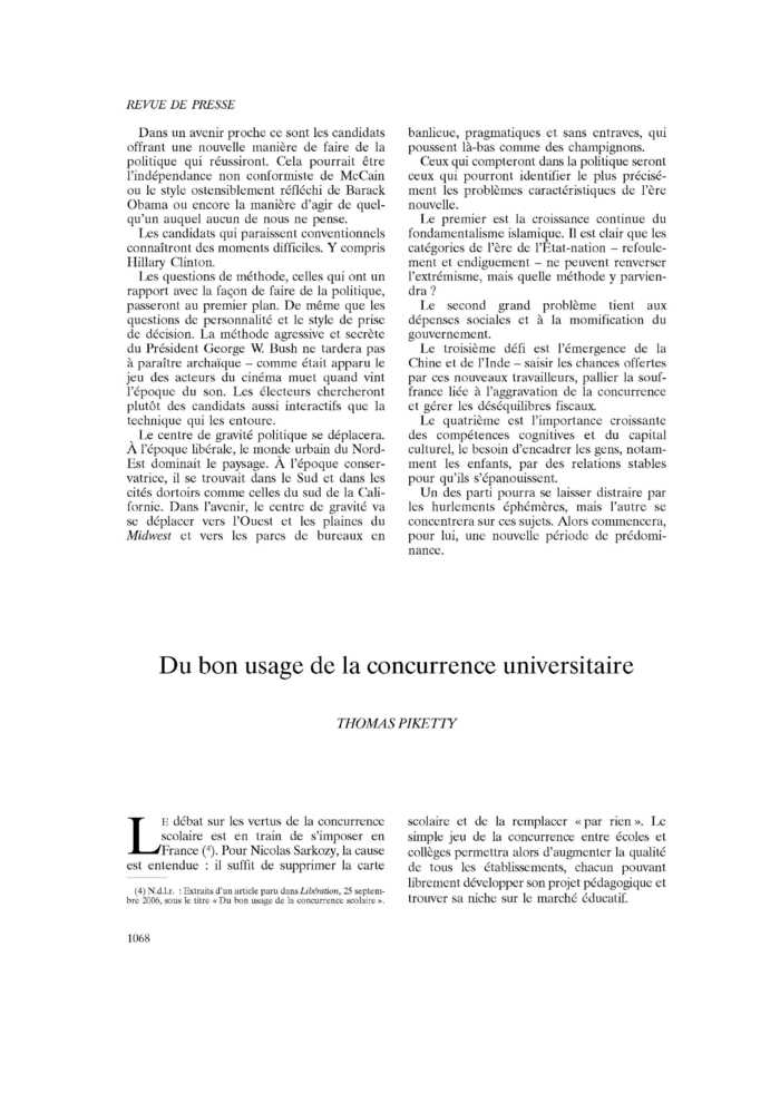 Du bon usage de la concurrence universitaire
 – page 1