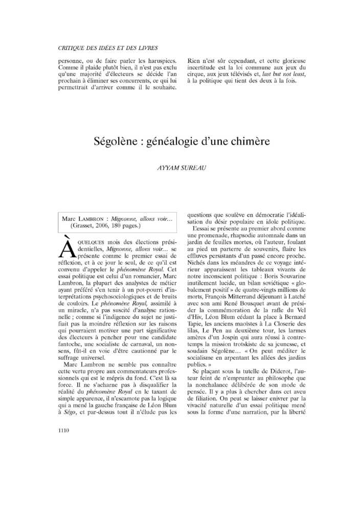 Ségolène : généalogie d’une chimère
 – page 1