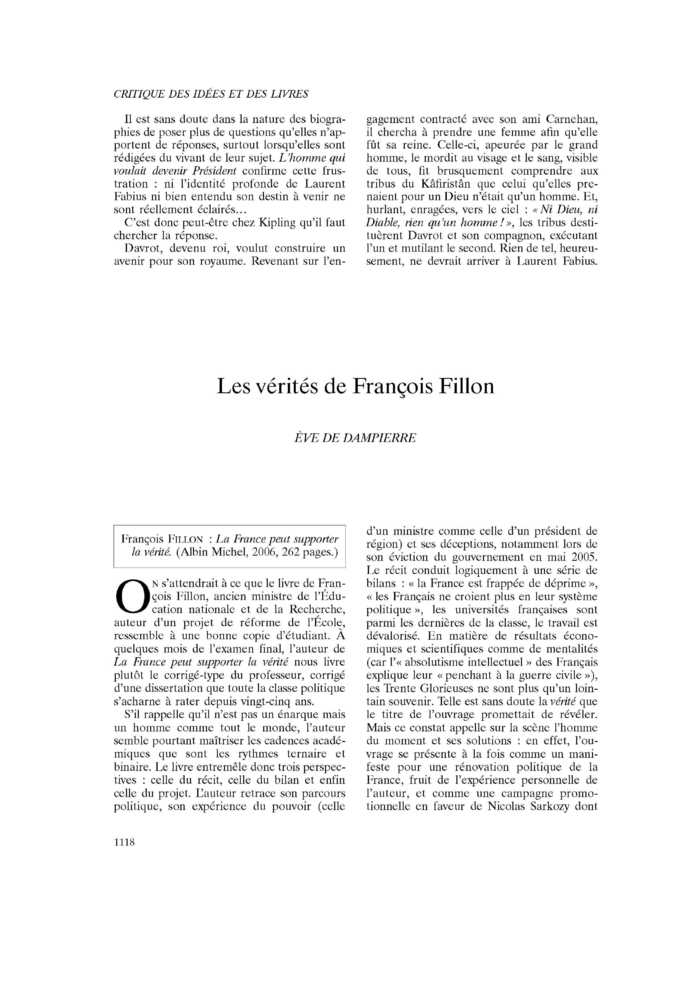 Les vérités de François Fillon
 – page 1