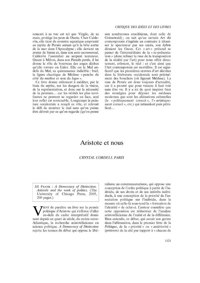 Aristote et nous
 – page 1