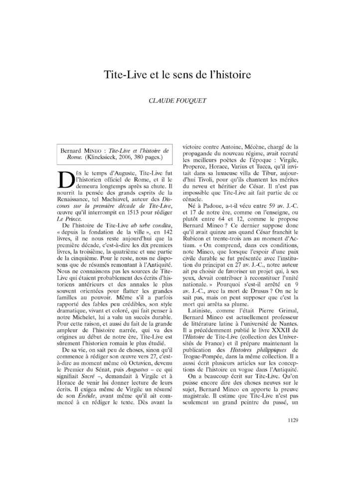 Tite-Live et le sens de l’histoire
 – page 1