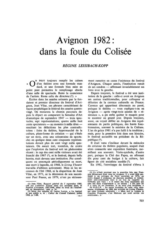 Avignon 1982 : dans la foule du Colisée
 – page 1