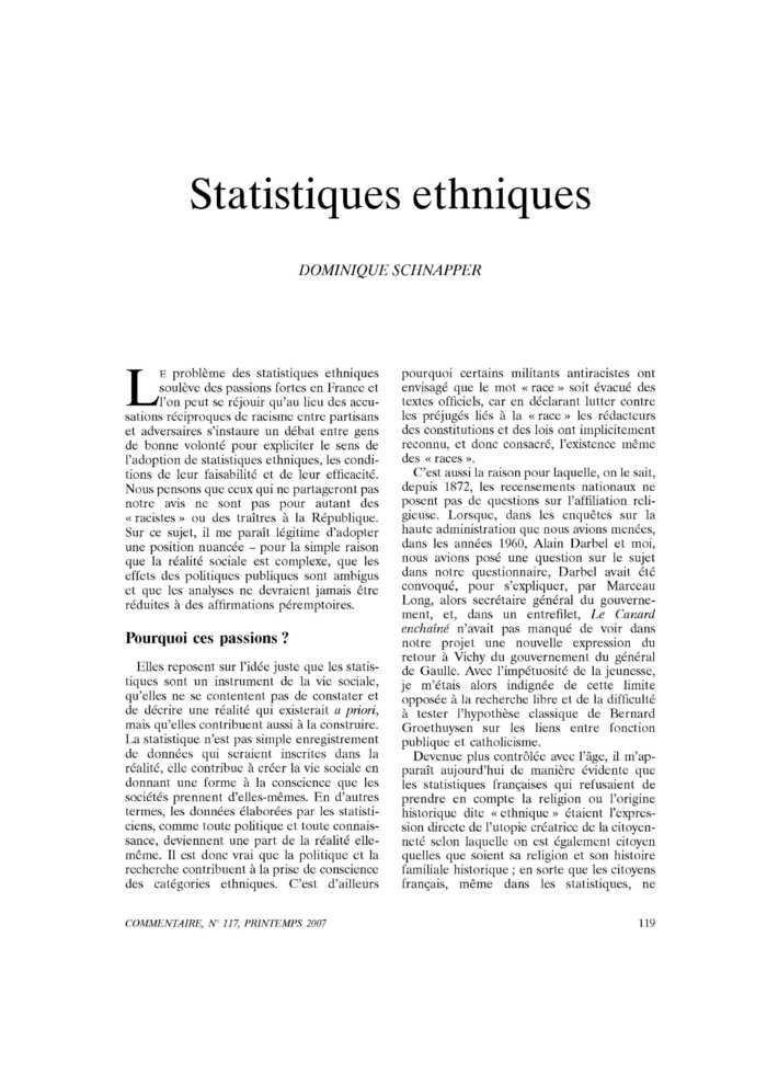Statistiques ethniques
 – page 1