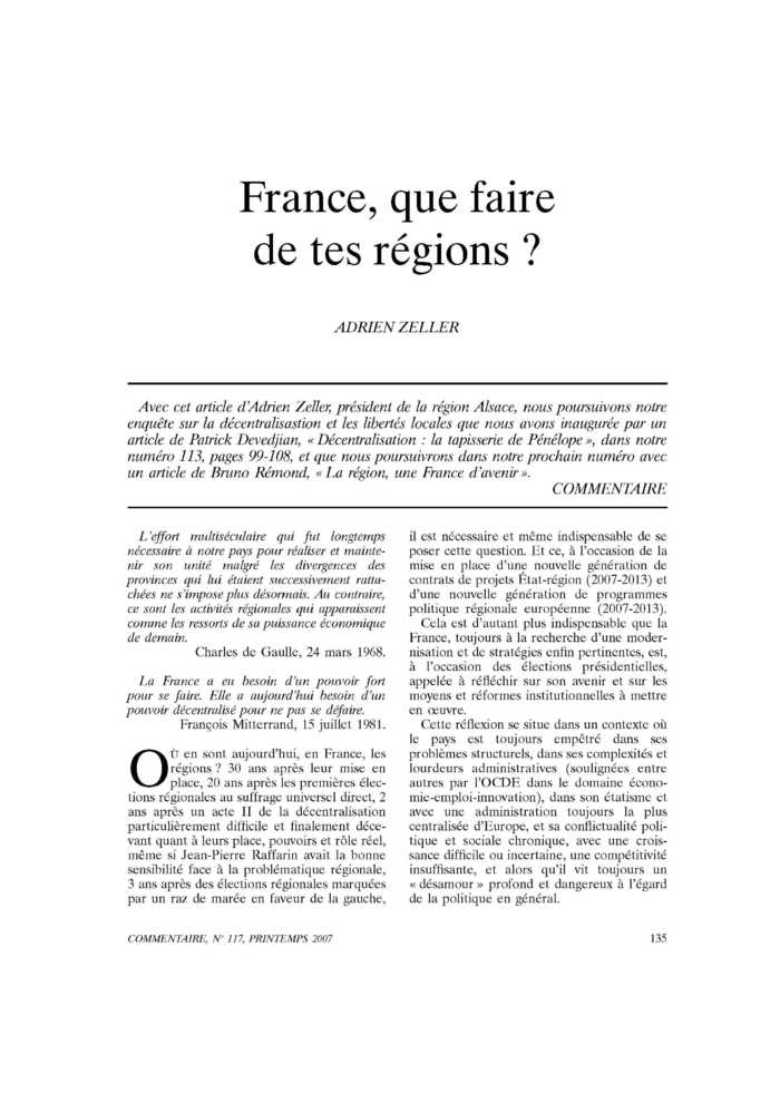 France, que faire de tes régions ?
 – page 1